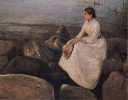 Edvard Munch The Lady sitting the bank of the sea china oil painting reproduction